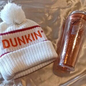 Rare 2015 Dunkin 24oz Honeycomb Tumbler with Pompom Winter Hat